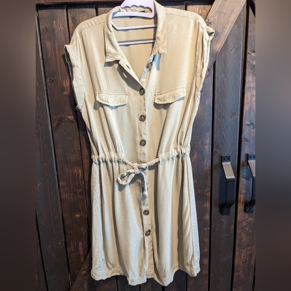 COTTON on size S, button front khaki dress - Picture 1 of 7